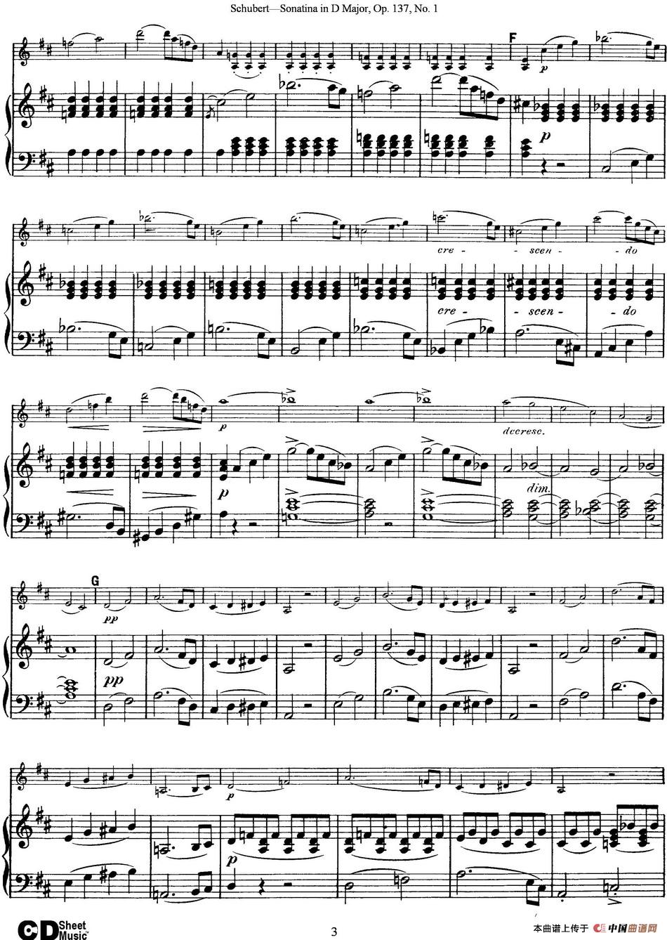 Violin Sonatina in D major Op.137 No.1（小提琴+钢琴伴奏