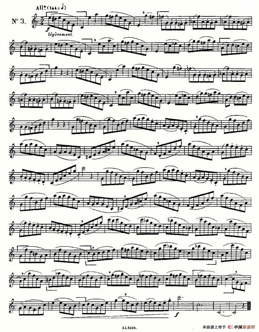 15首如歌的练习曲之1—5长笛谱