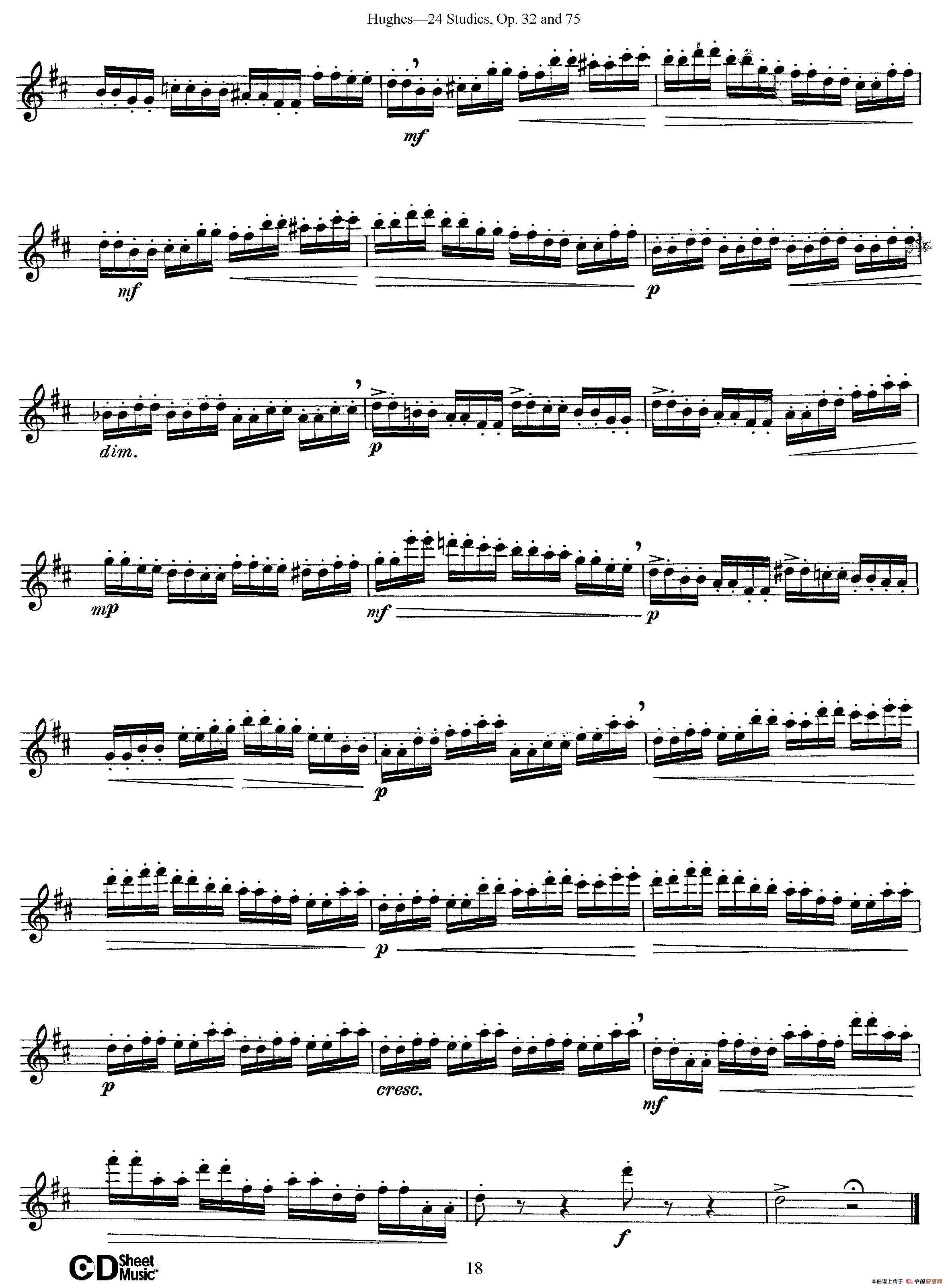 胡埃斯24首长笛练习曲Op.32（NO.11）长笛谱