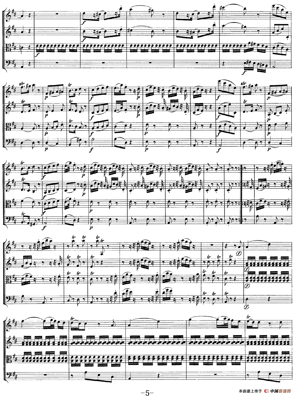 Mozart《Quartet No.9 in A Major,K.169》（总谱）