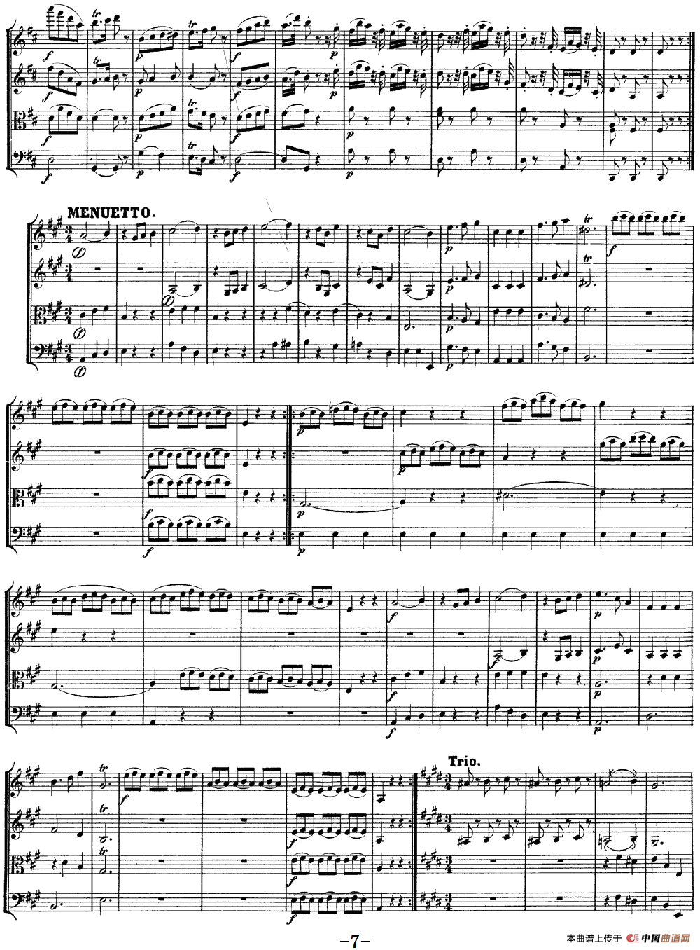 Mozart《Quartet No.9 in A Major,K.169》（总谱）