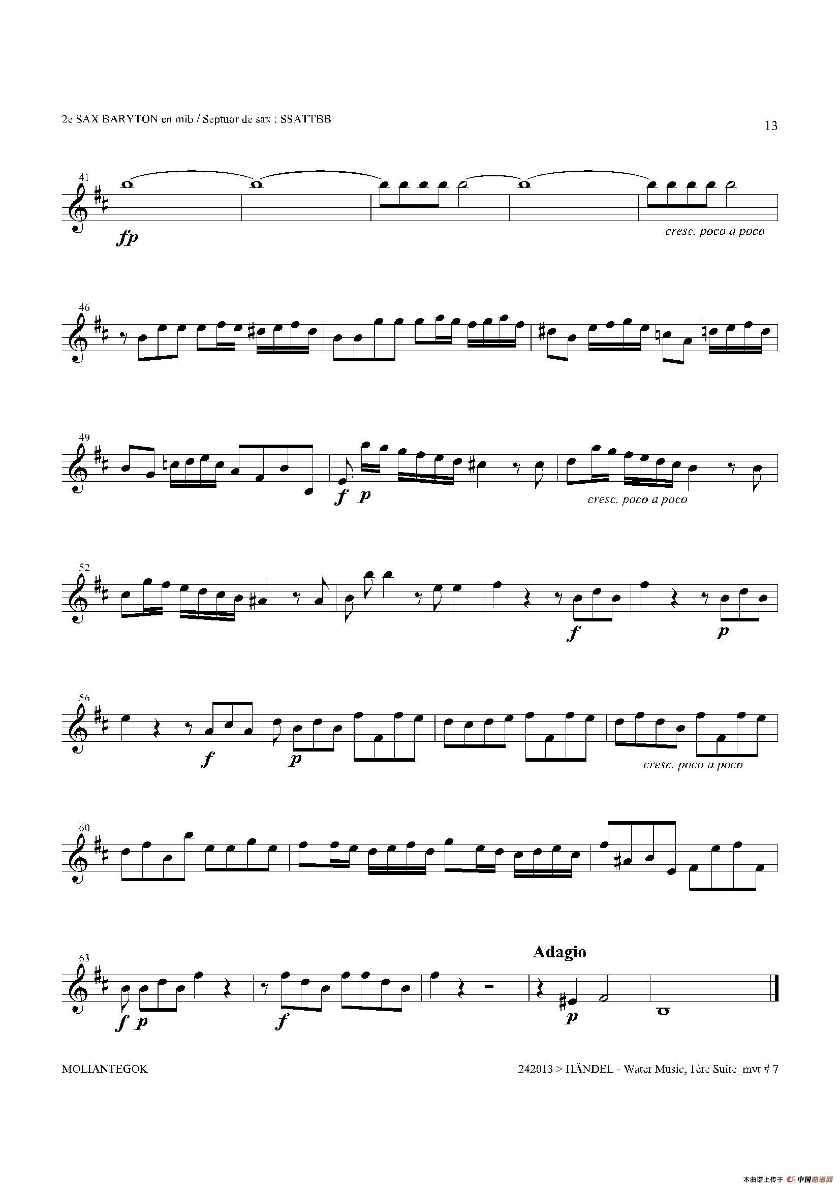 Water Music（HWV.348 No.1）（第二上低音萨克斯）