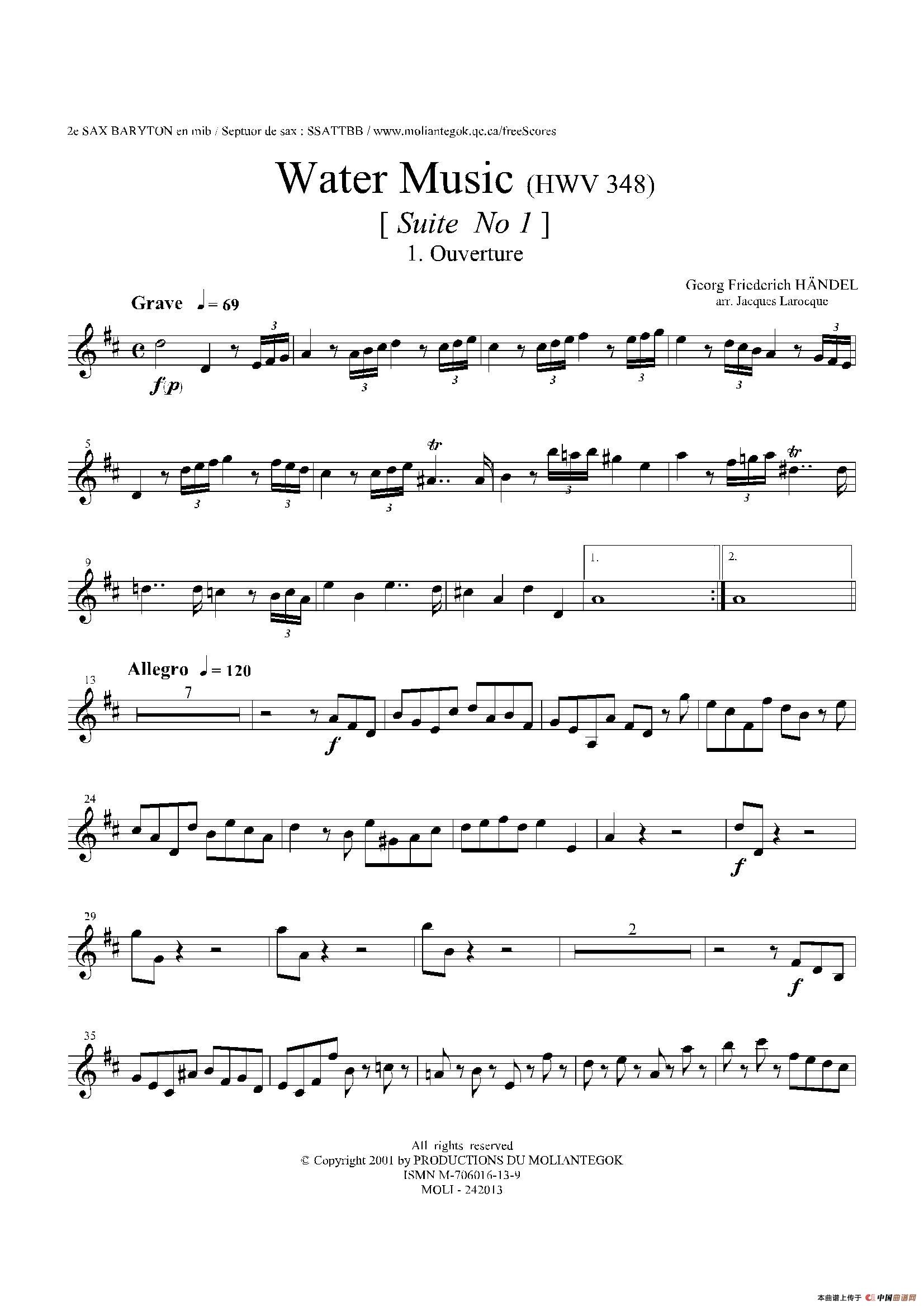 Water Music（HWV.348 No.1）（第二上低音萨克斯）