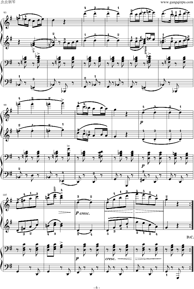 军队进行曲(四手联弹)钢琴谱