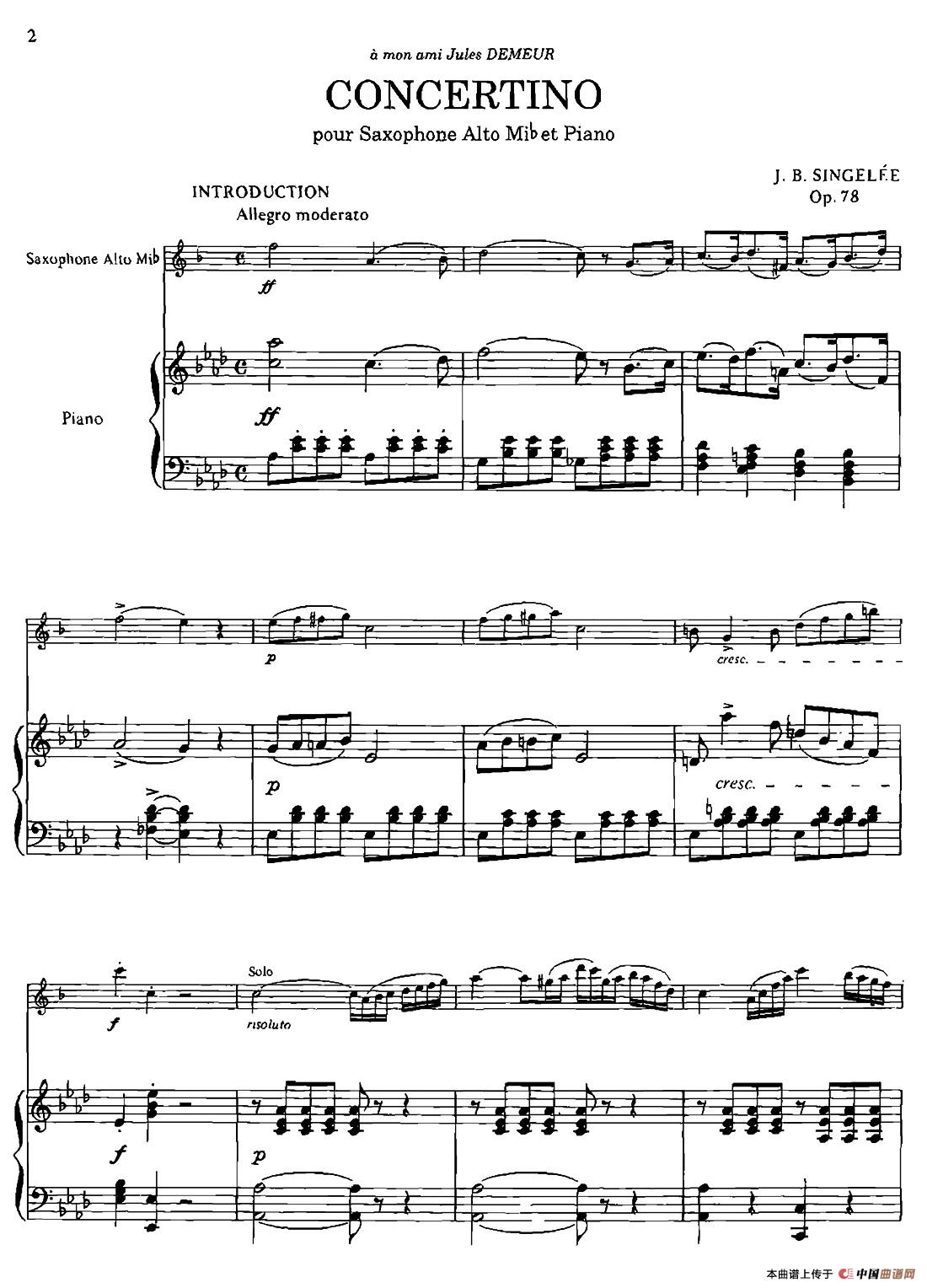 CONCERTino Op.78（萨克斯+钢琴伴奏）