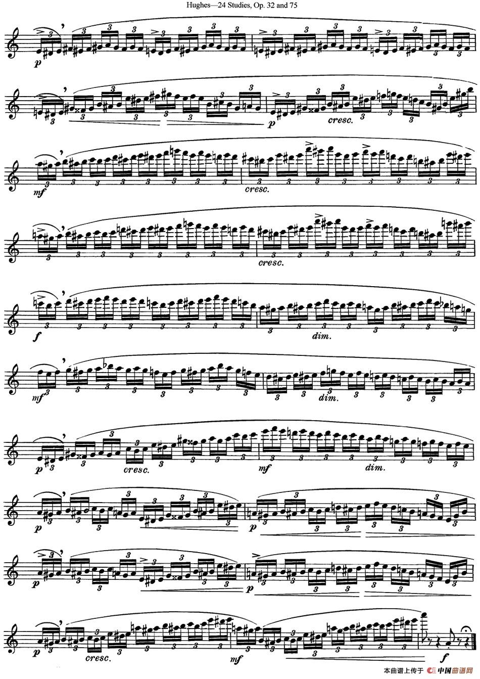 胡埃斯24首长笛练习曲Op.32（NO.10）长笛谱