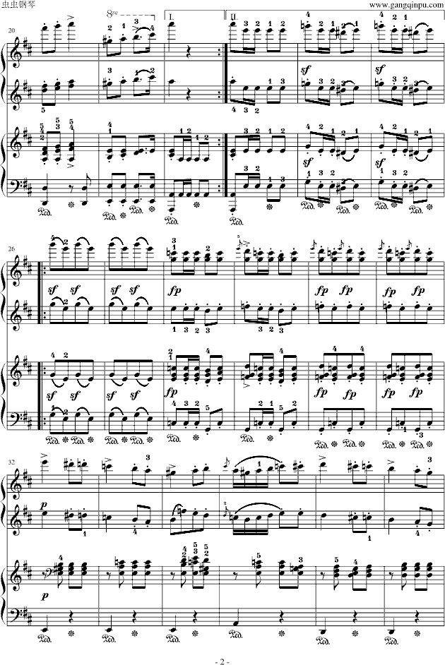 军队进行曲(四手联弹)钢琴谱