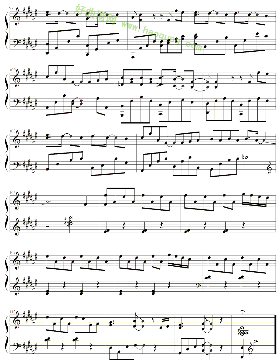 《好好过》五线谱（湖南卫视风中奇缘插曲）-胡歌钢琴谱