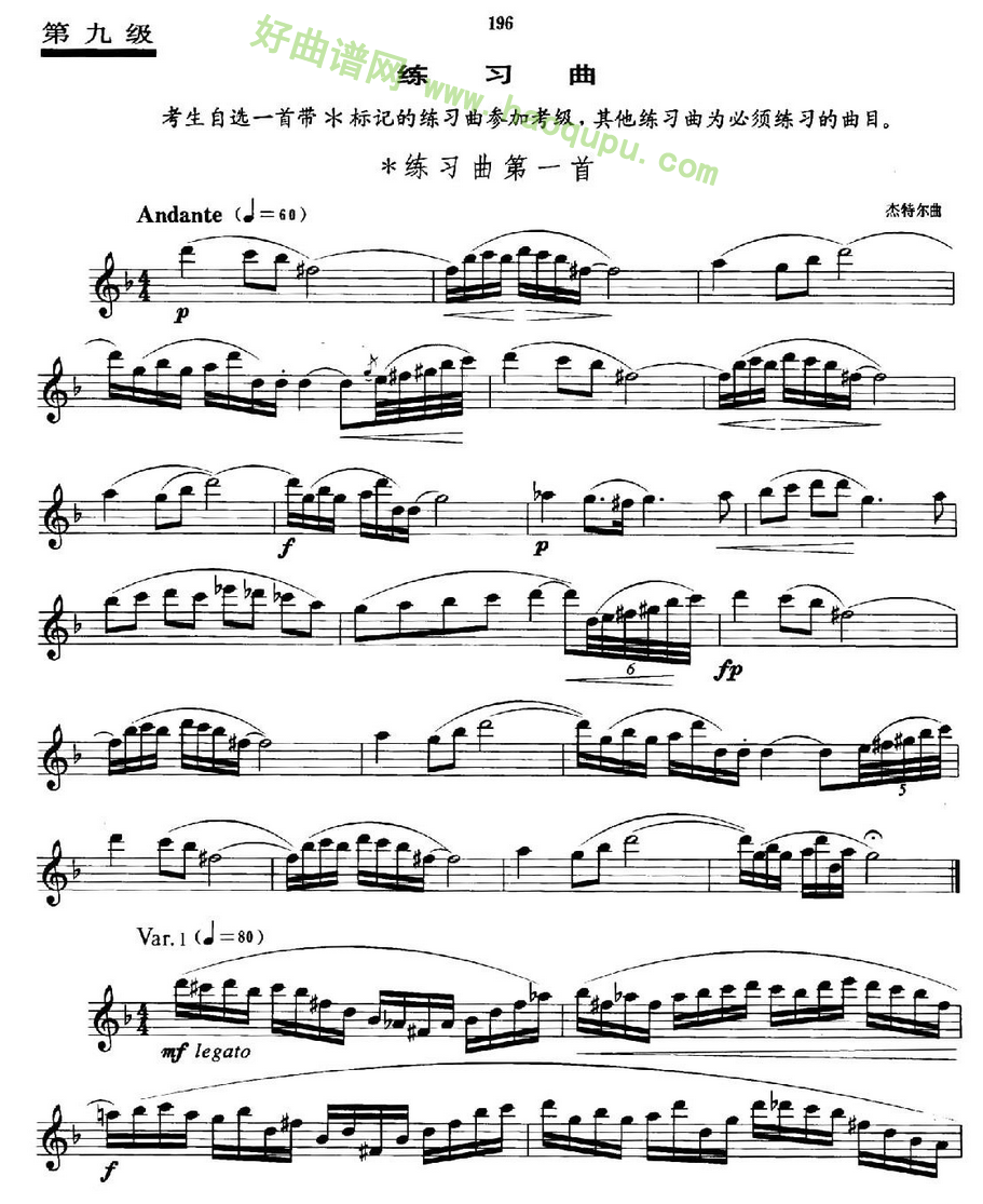 《萨克斯管业余考级九级练习曲第一首》萨克斯简谱第2张