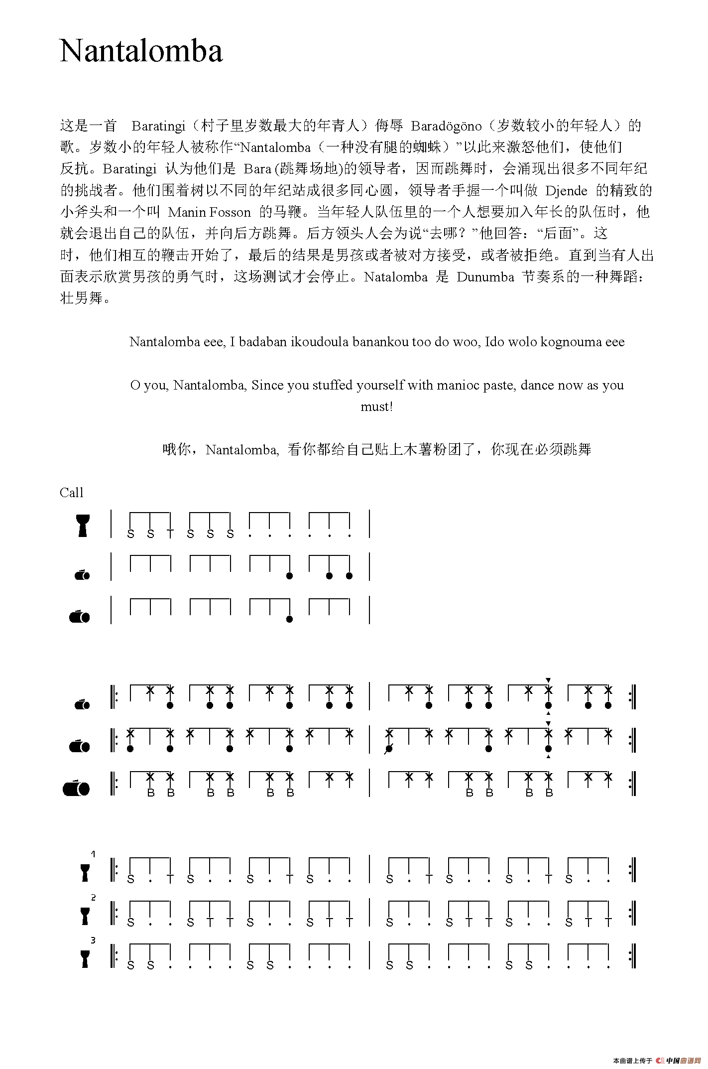 Nantalomba（非洲手鼓谱）