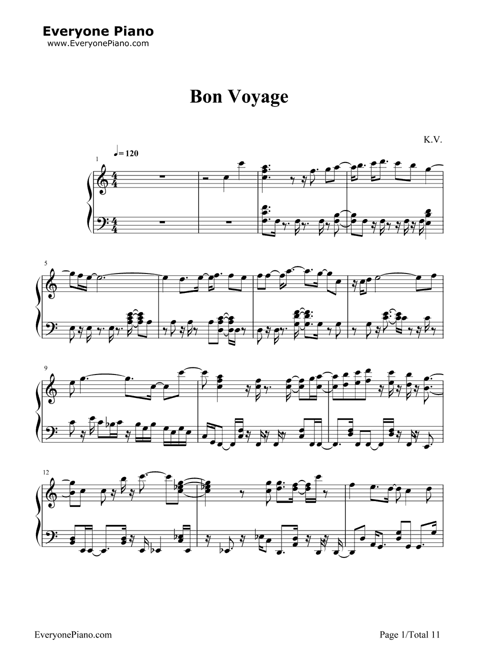 《Bon Voyage》（海贼王OP4）钢琴谱第2张