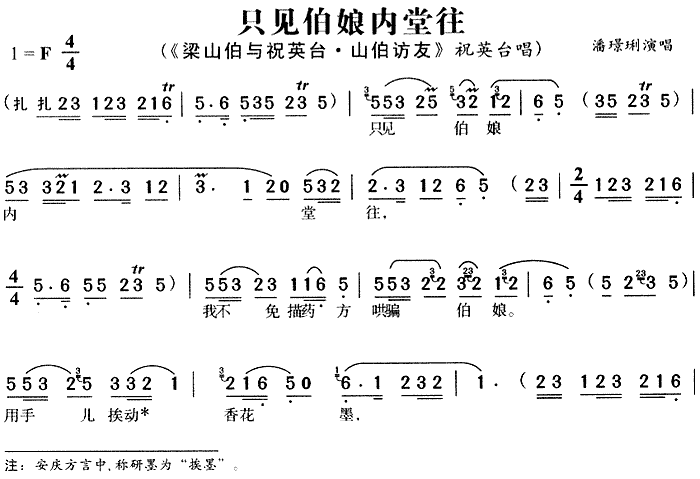 只见伯娘内堂往（《梁山伯与祝英台·山伯访友》
