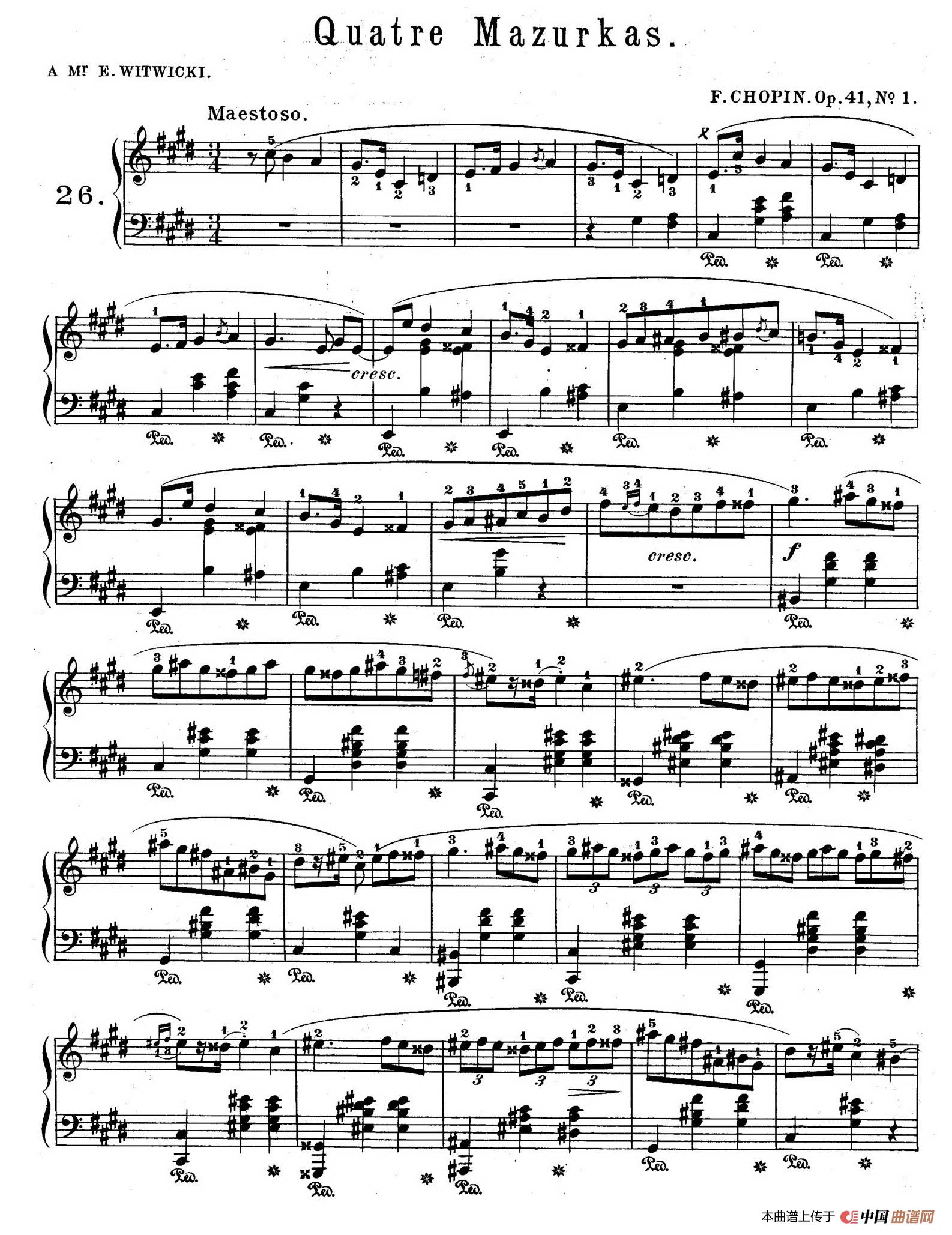 Quatre Mazurkas Op.41（4首玛祖卡·1）