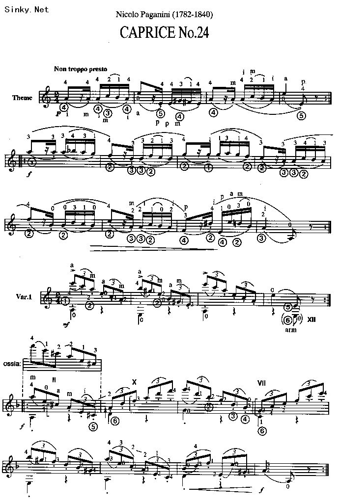 随想曲24号1吉他谱