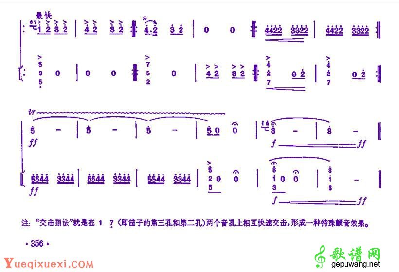 竹笛简谱天山铁骑 G调