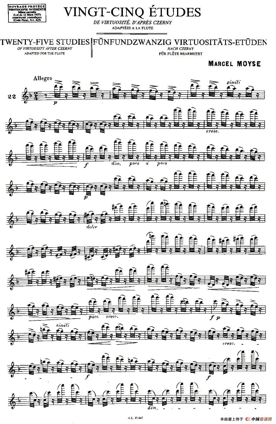 Moyse - 25 Studies after Czerny flute 之22（25首改编自车