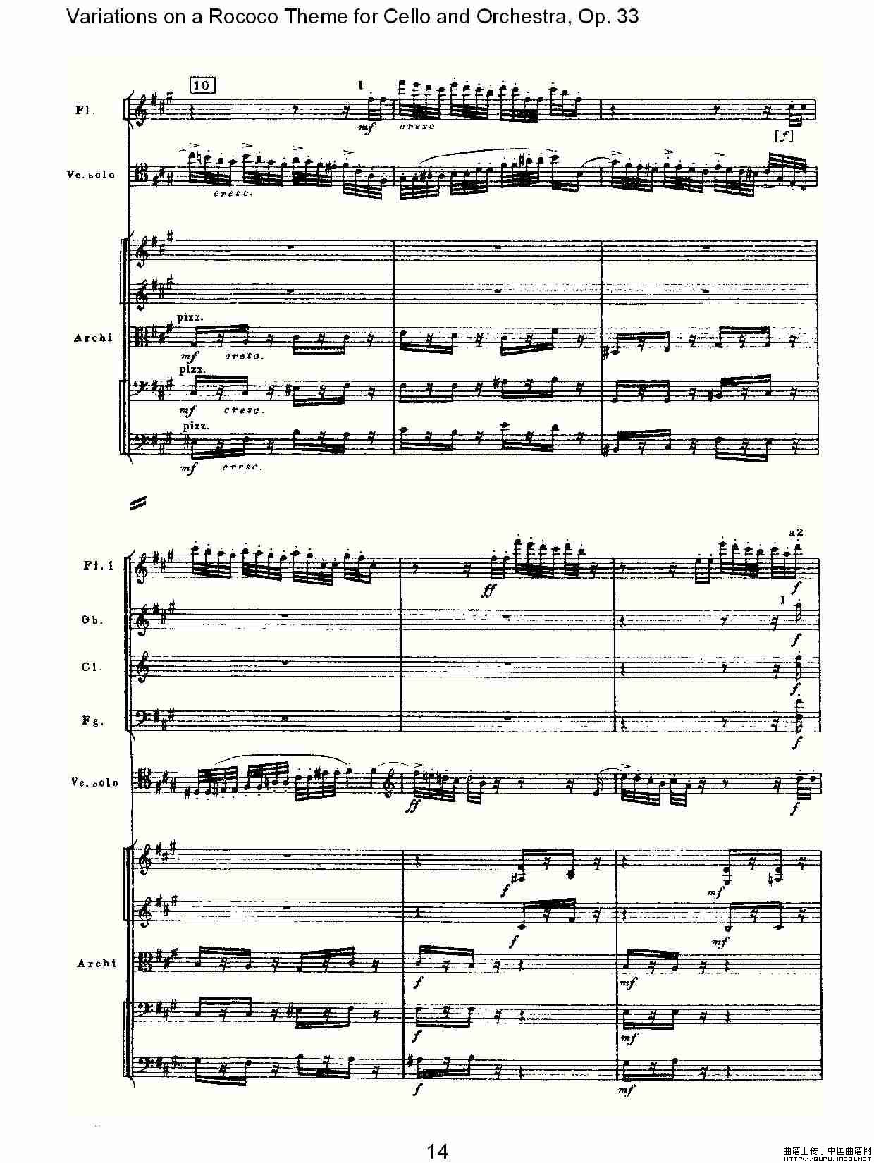 大提琴与管弦乐洛可可主题a小调变奏曲, Op.33小提琴谱