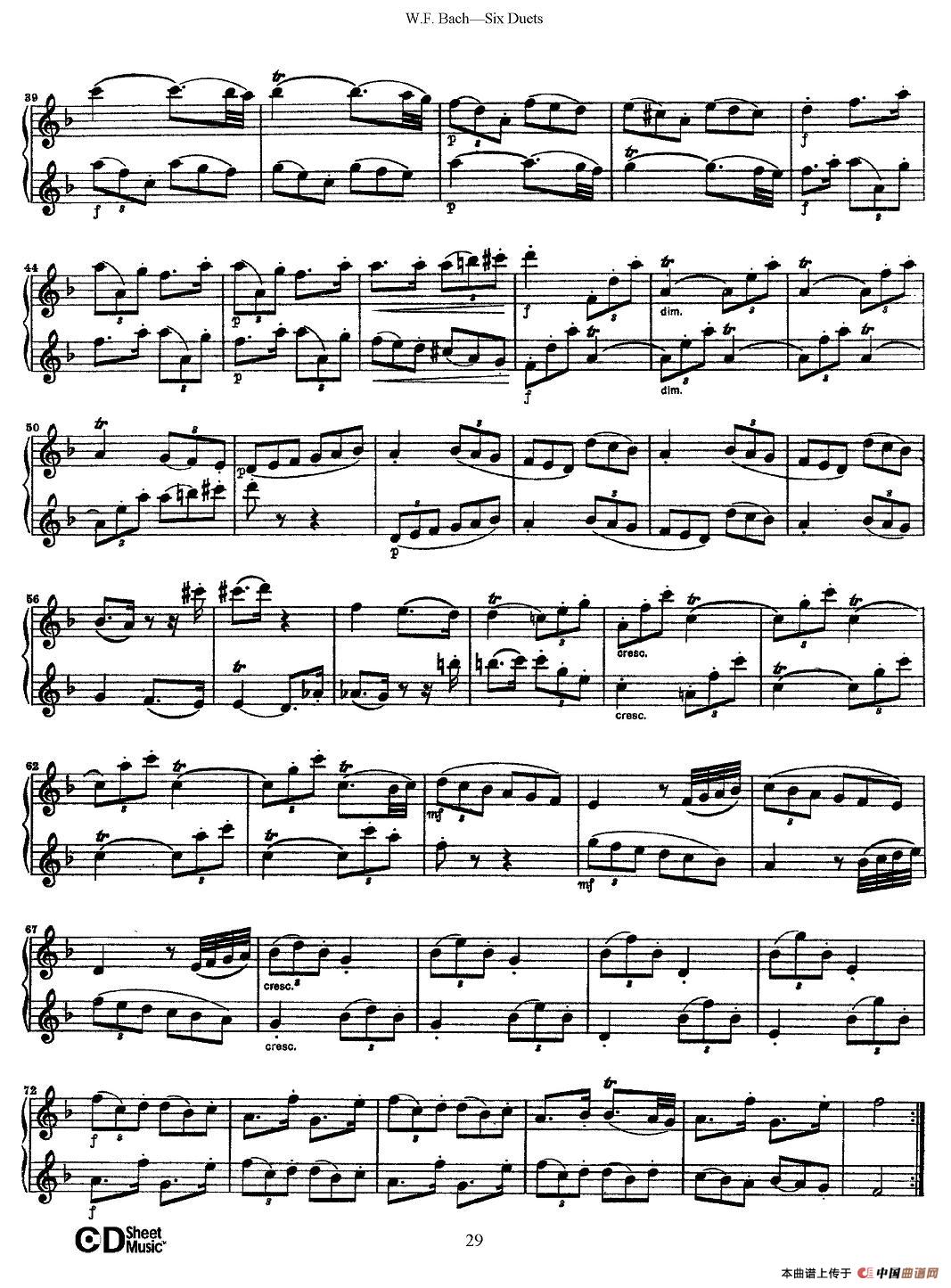 W.F.巴赫—六首二重奏练习曲（4）