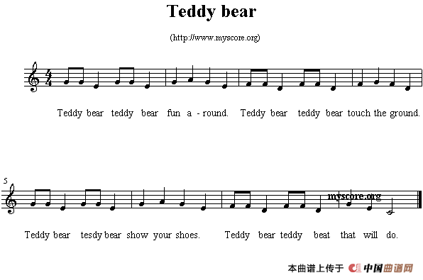 Teddy bear（英文儿歌、五线谱）