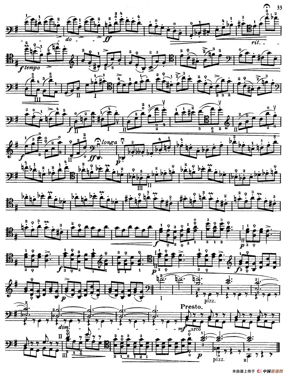 大提琴高级练习曲40首 No.15小提琴谱