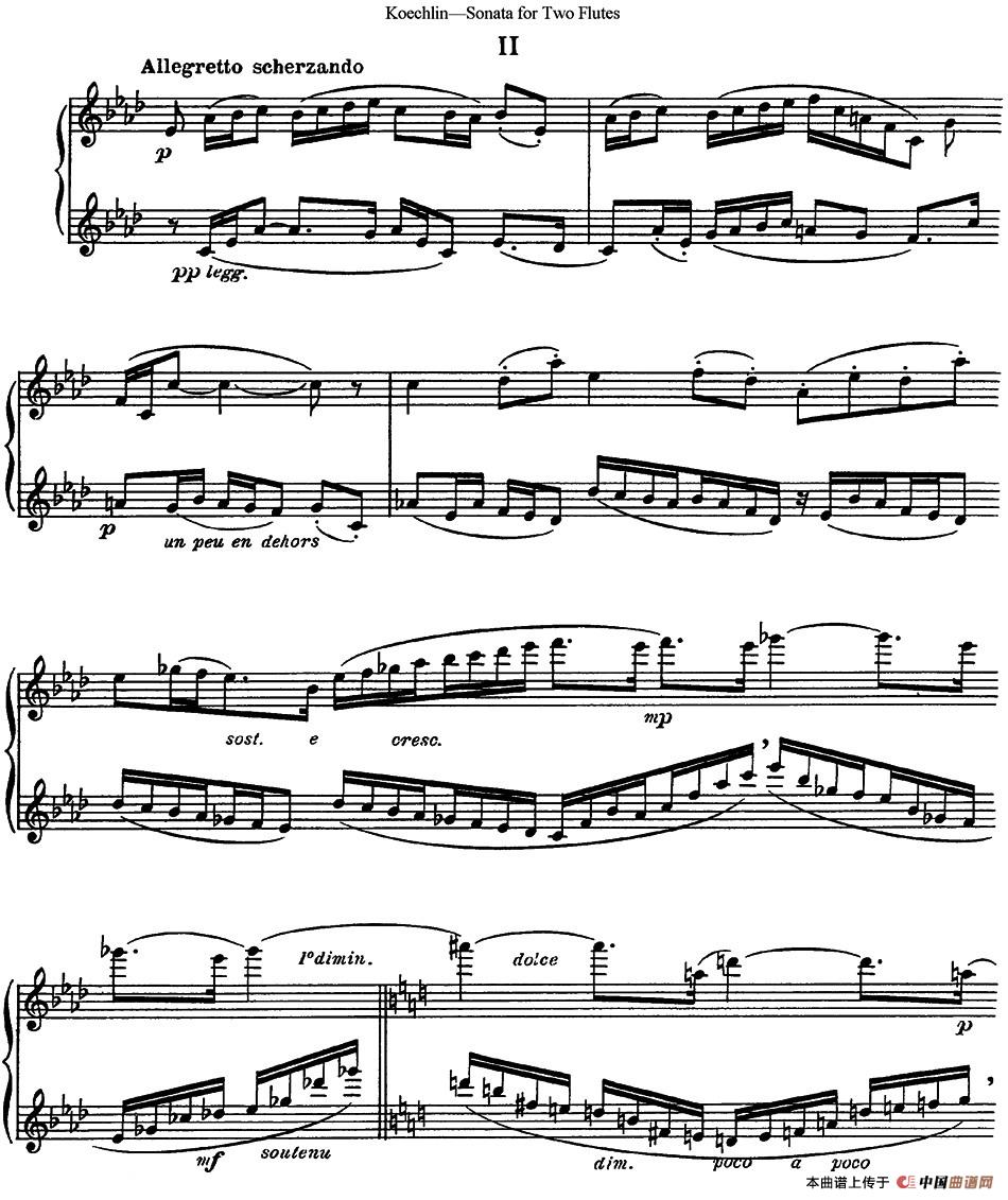 考埃琳双长笛奏鸣曲（NO.2）长笛谱