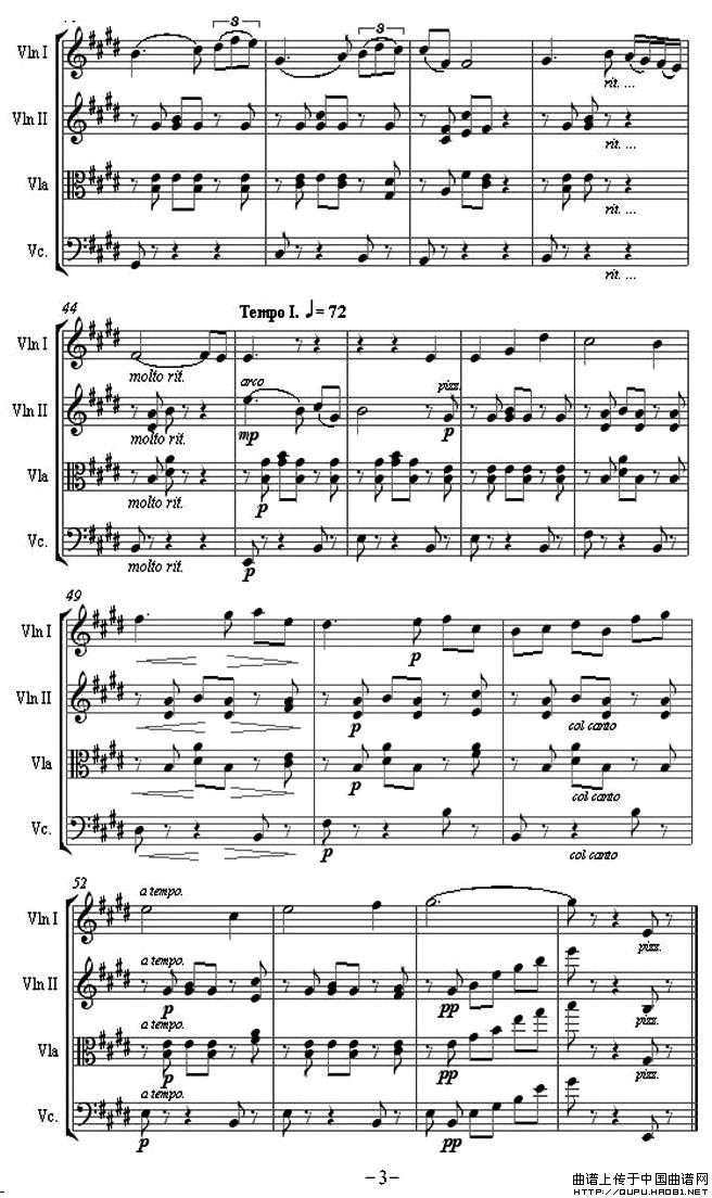 Serenata “Rimpianto”（1900 [弦乐四重奏]）