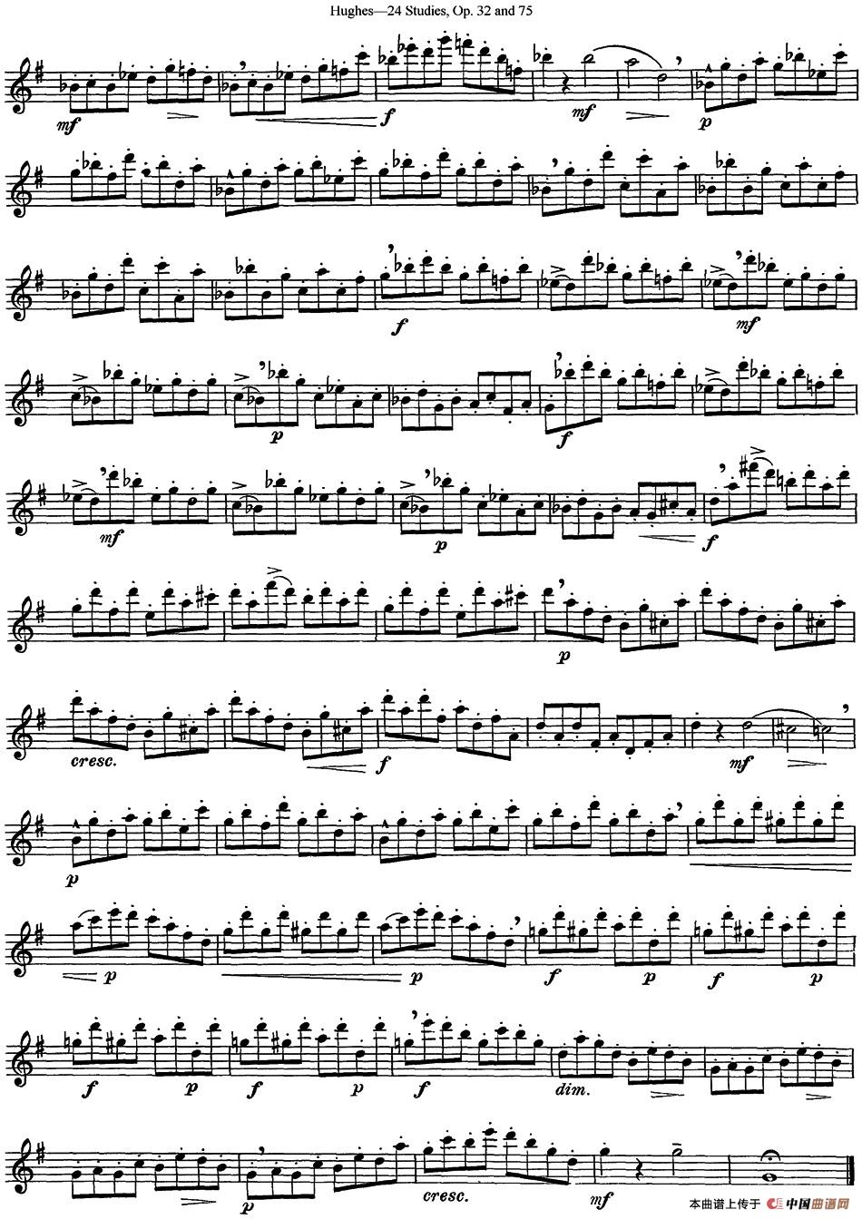 胡埃斯24首练习曲Op.32（NO.4）长笛谱
