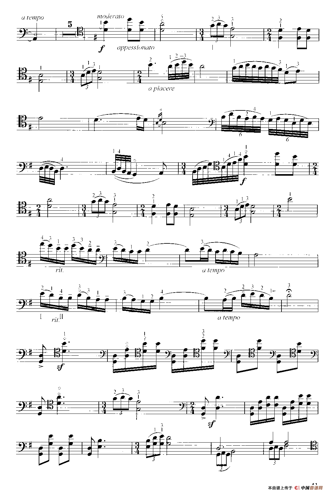幻想曲（大提琴独奏）小提琴谱