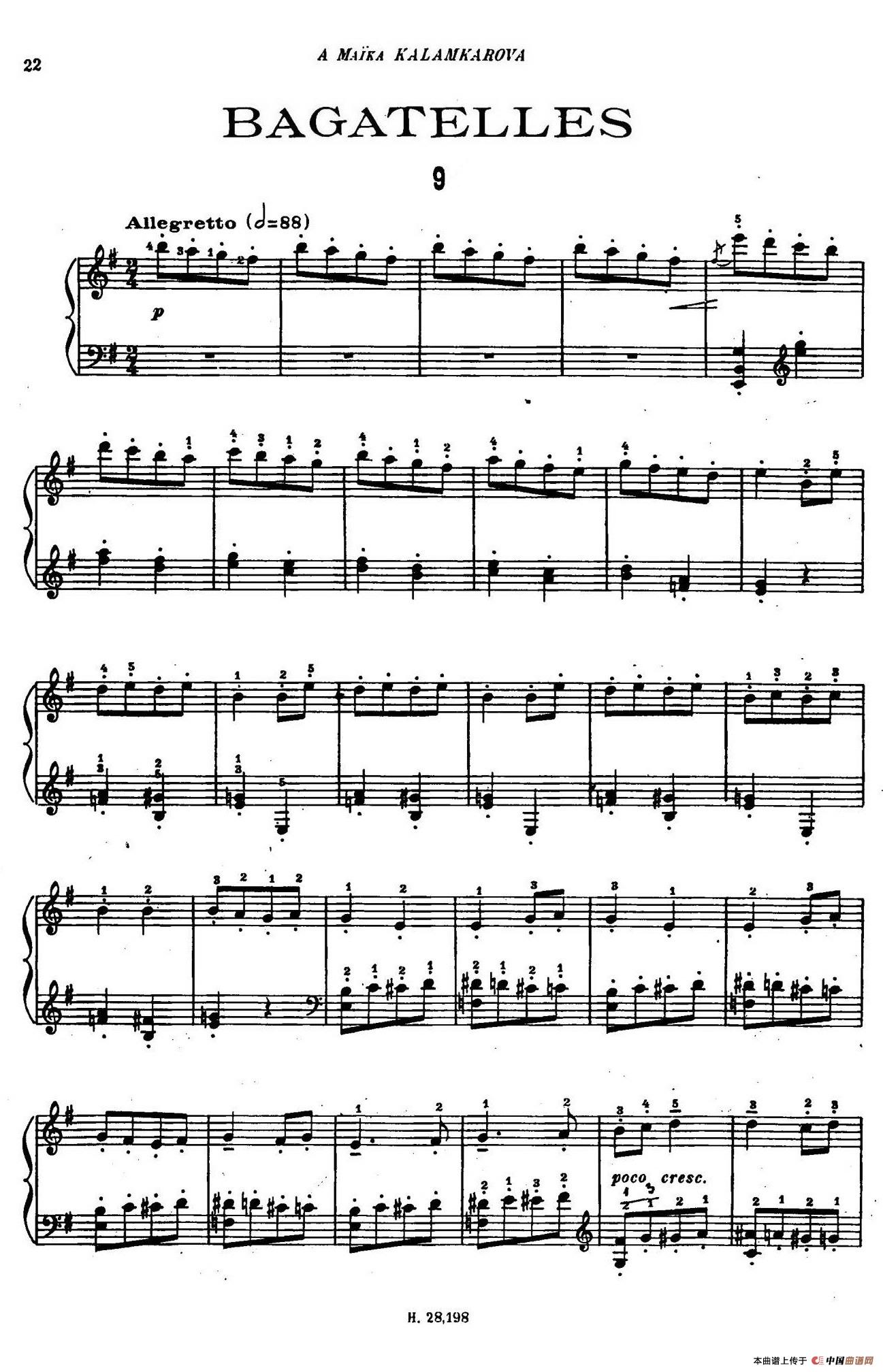 Tcherepnin - 10 Bagatelles Op.5（齐尔品-10首小品·9）
