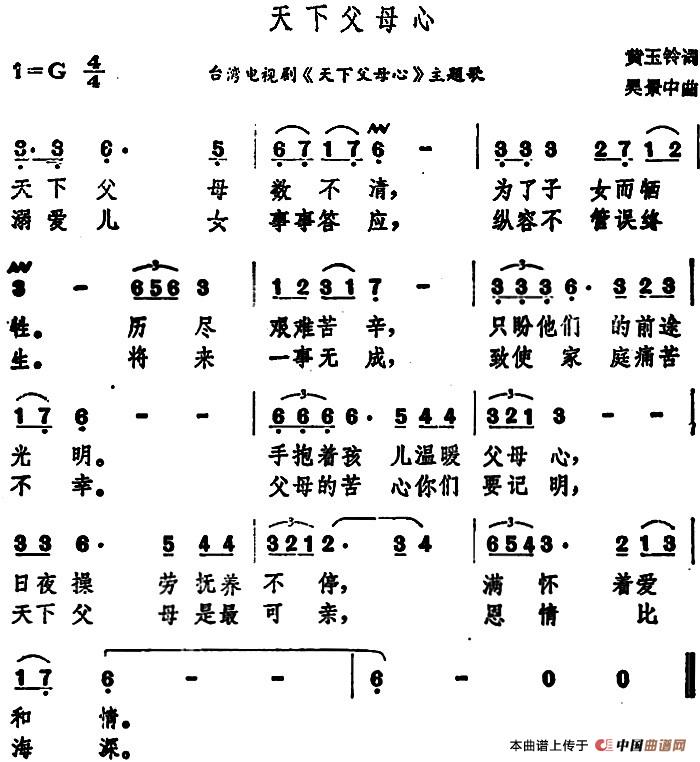 天下父母心（台湾电视剧《天下父母心》主题歌