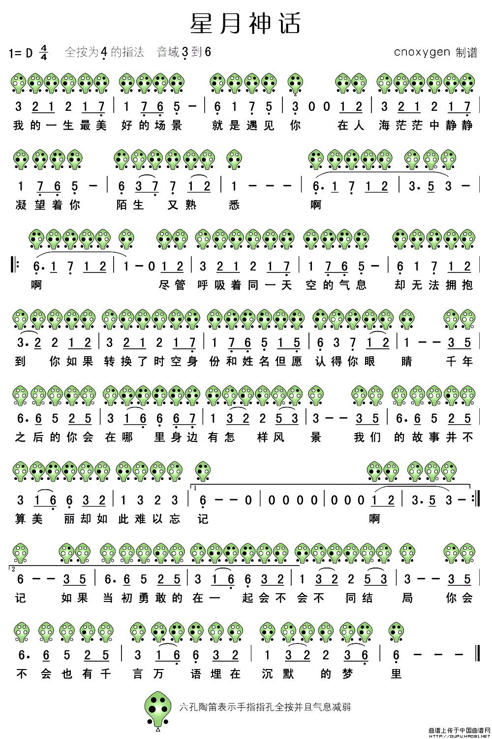 星月神话（同名电视剧主题曲、六孔陶笛谱）