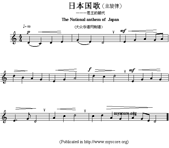 各国国歌主旋律：日本（The national anthem of Asian