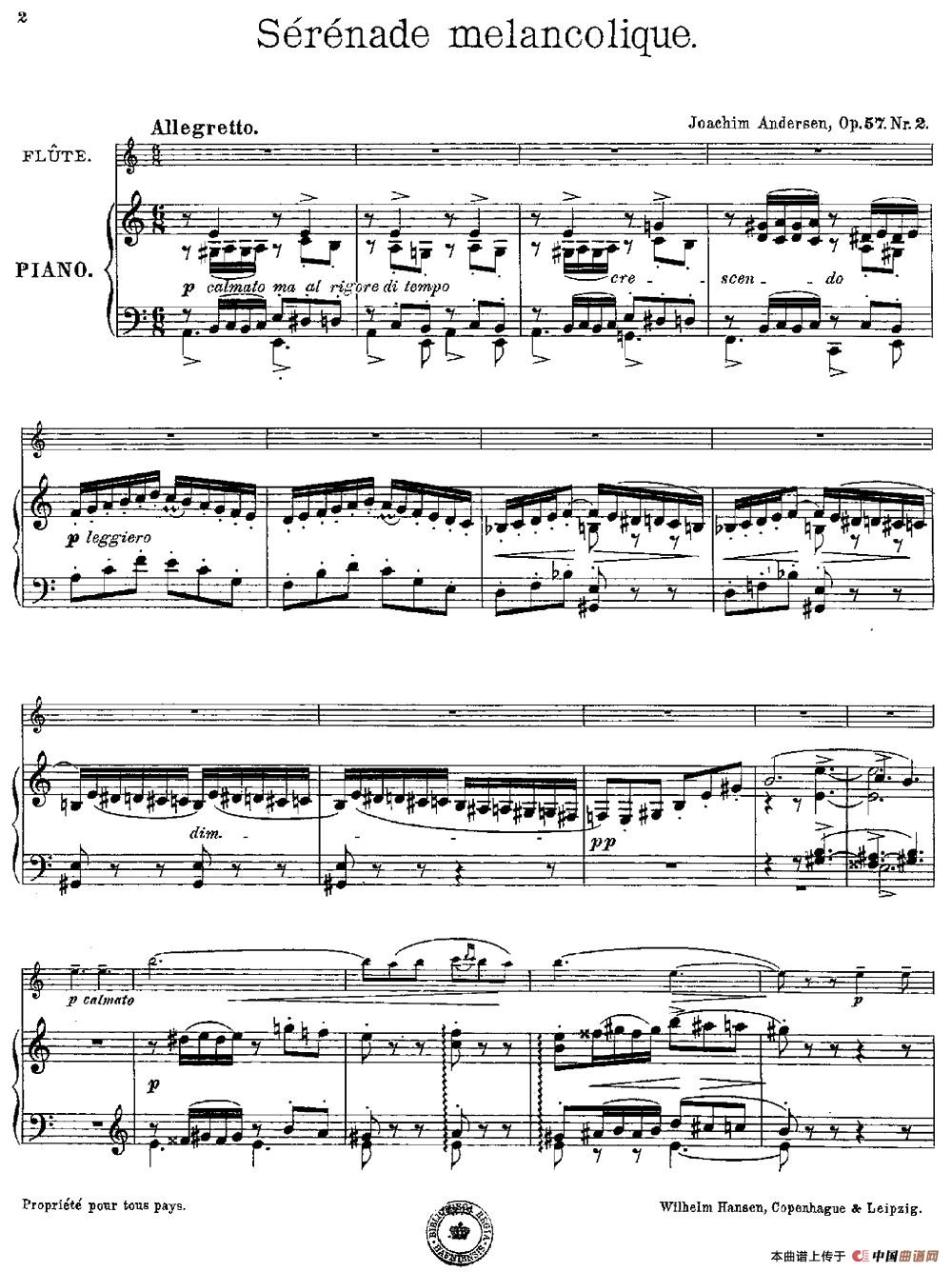 Serenade melancolique（Op.57 No.2）（长笛+钢琴伴奏）