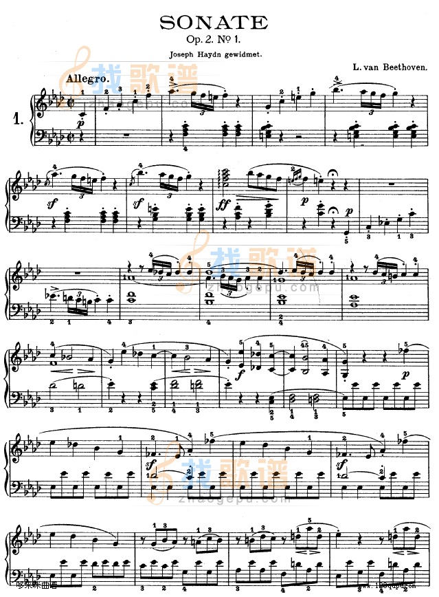 f小调第一钢琴奏鸣曲-贝多芬钢琴谱