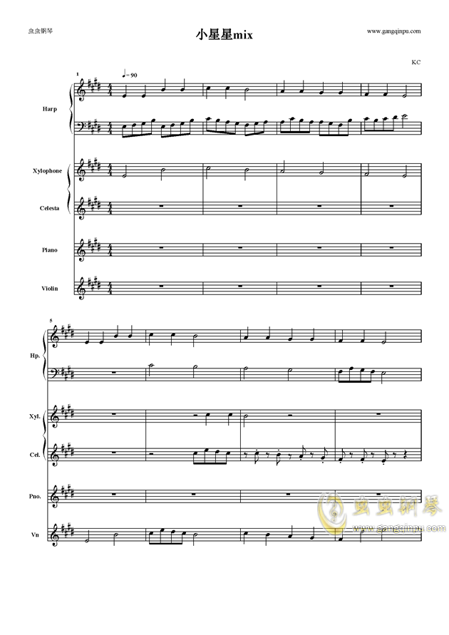 小星星mix钢琴谱