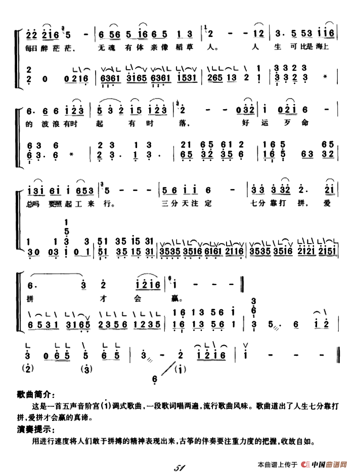 爱拼才会赢（弹唱谱）