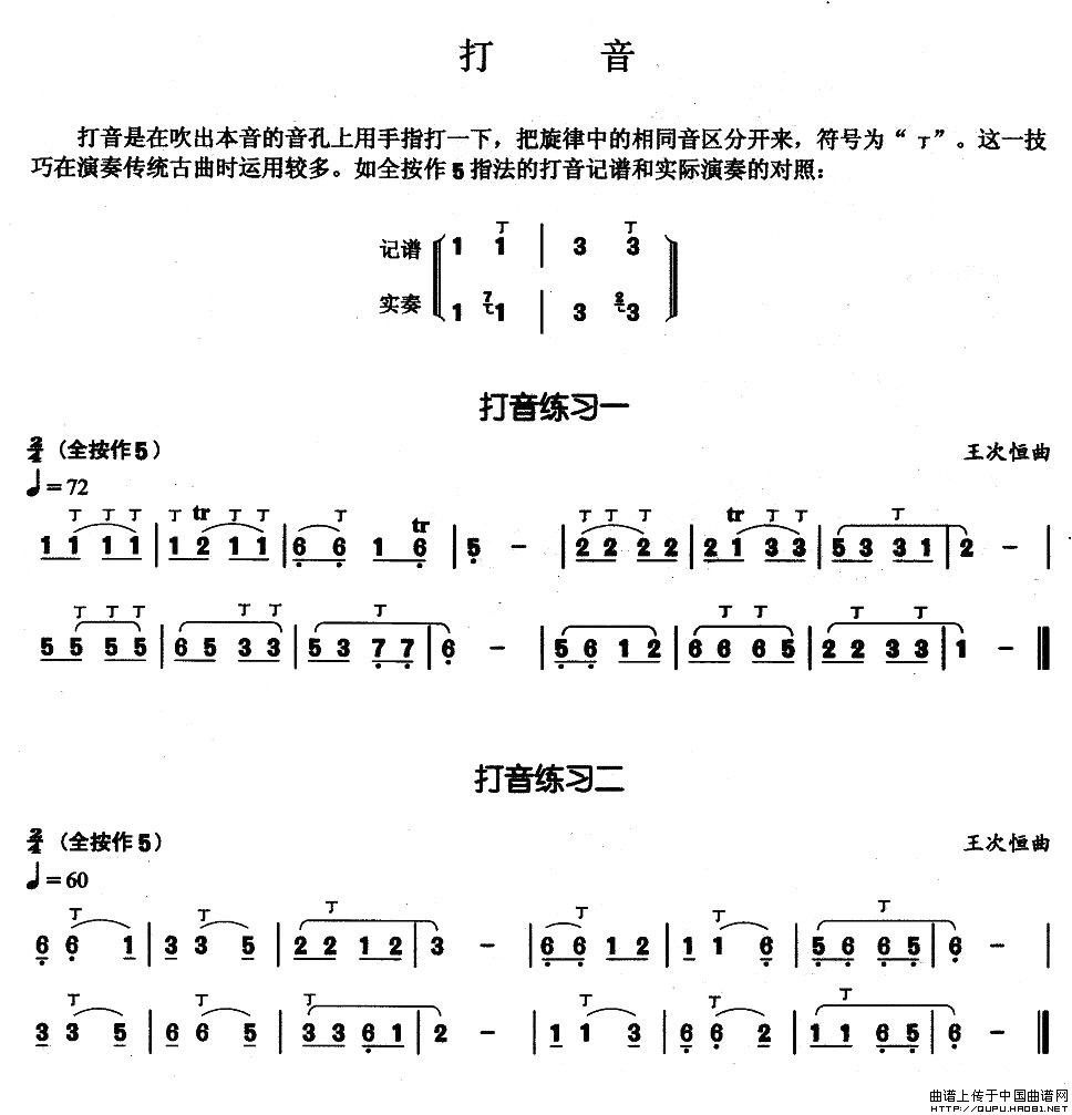 葫芦丝基本技巧练习曲——打音