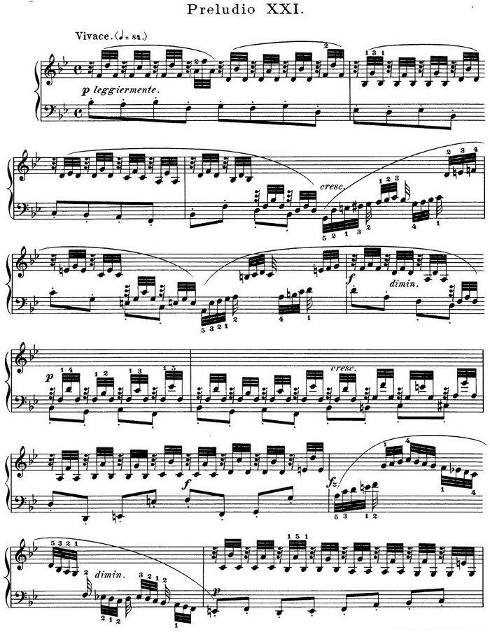 巴赫《平均律钢琴曲集·第一卷》之前奏曲（NO.21）