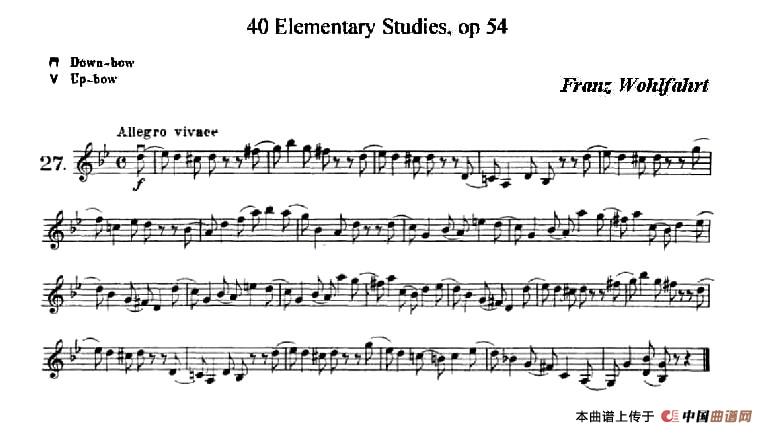 40首小提琴初级技巧练习曲之27小提琴谱