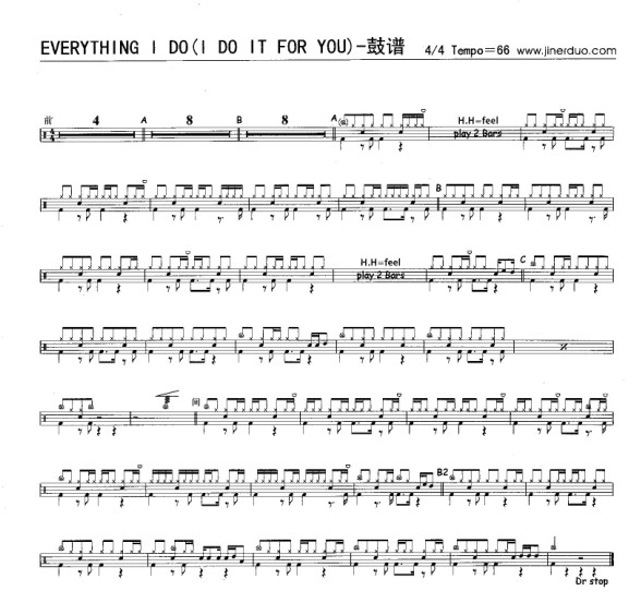 everything i do架子鼓谱_everything i do爵士鼓谱