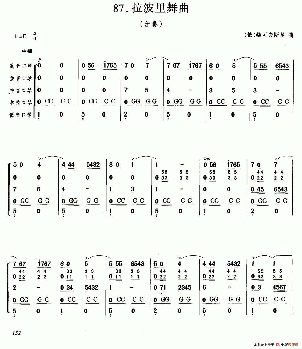 拉波里舞曲（合奏）口琴谱