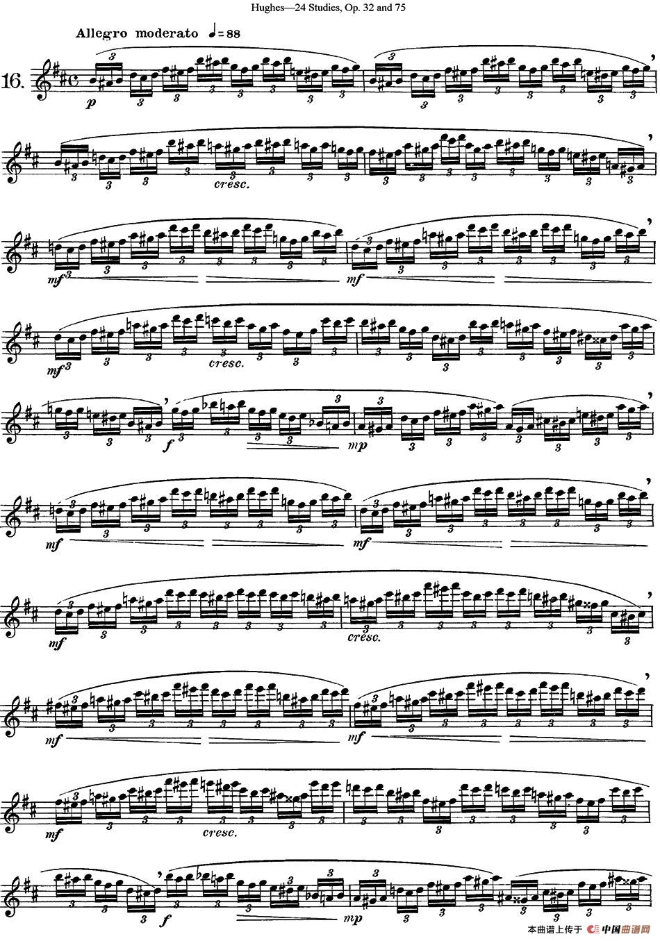胡埃斯24首长笛练习曲Op.32（NO.16）长笛谱