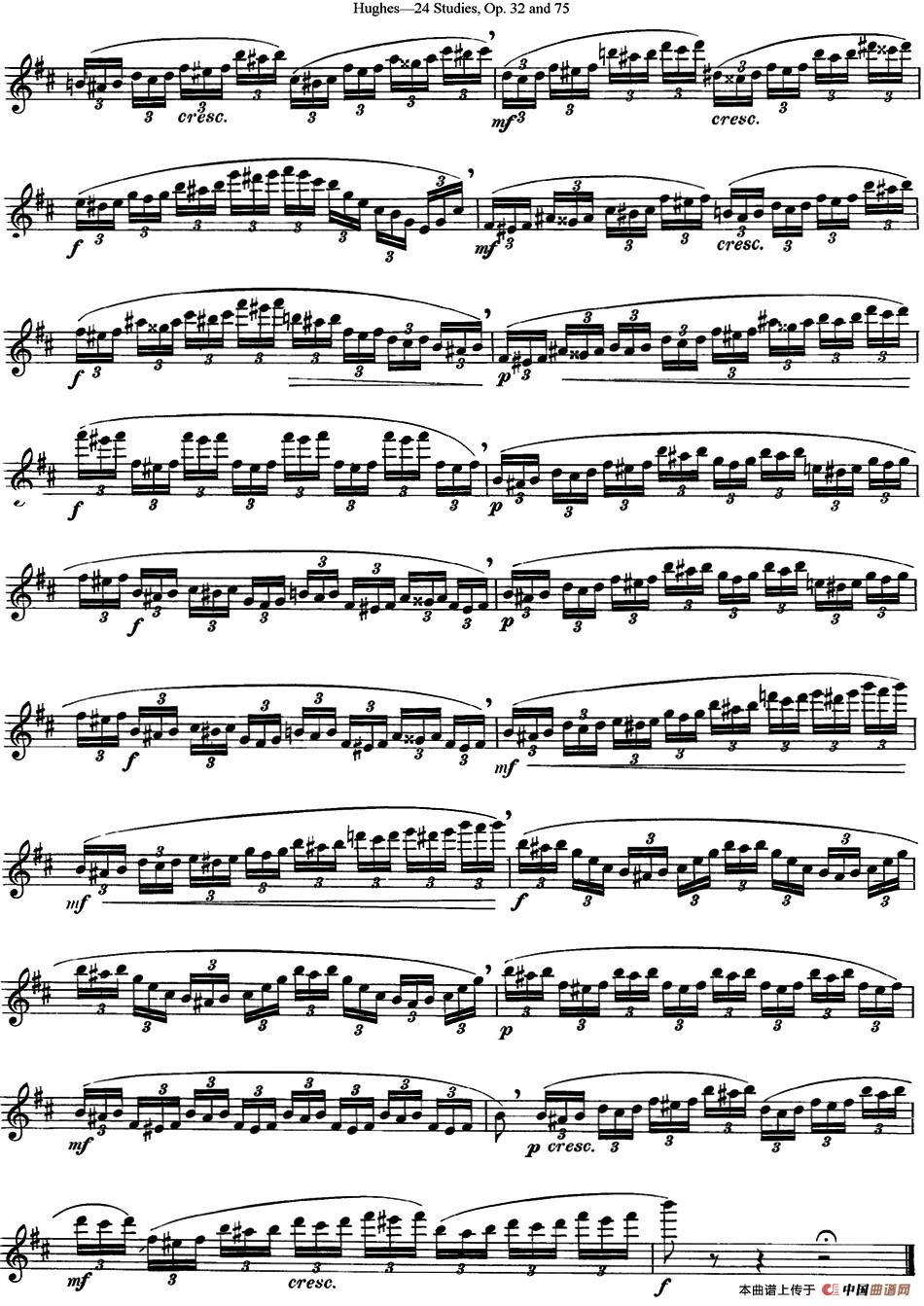胡埃斯24首长笛练习曲Op.32（NO.16）长笛谱