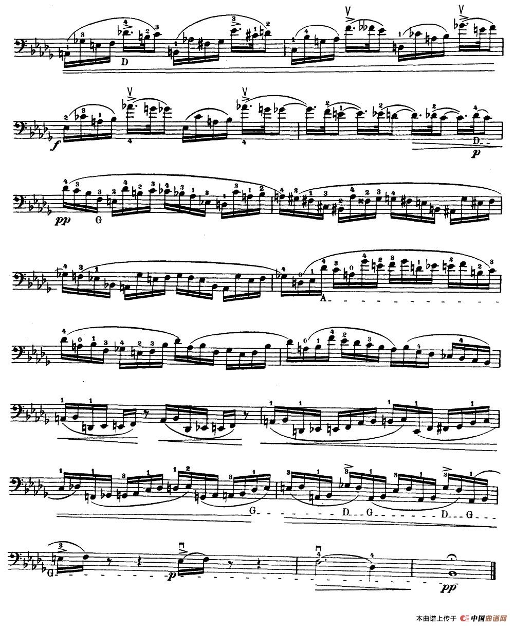 大提琴高级练习曲40首 No.3小提琴谱