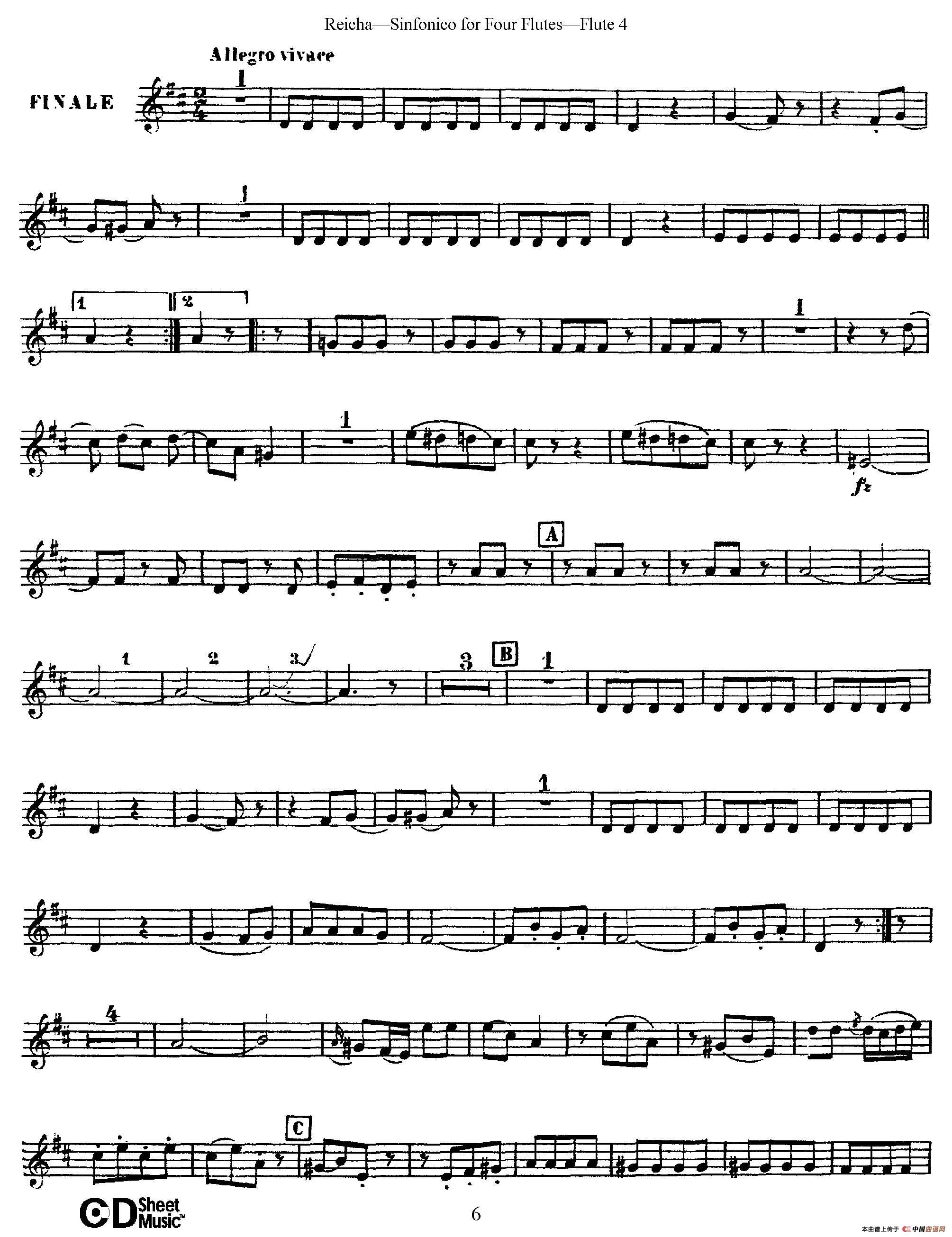 瑞查长笛四重奏（Flute 3）长笛谱