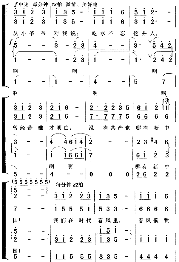 《在灿烂阳光下》合唱谱