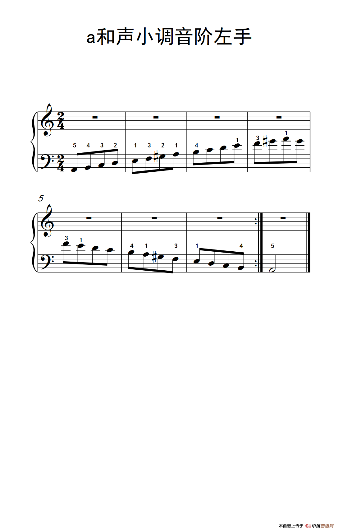 第一级 3.a和声小调音阶左手（中央音乐学院 钢琴