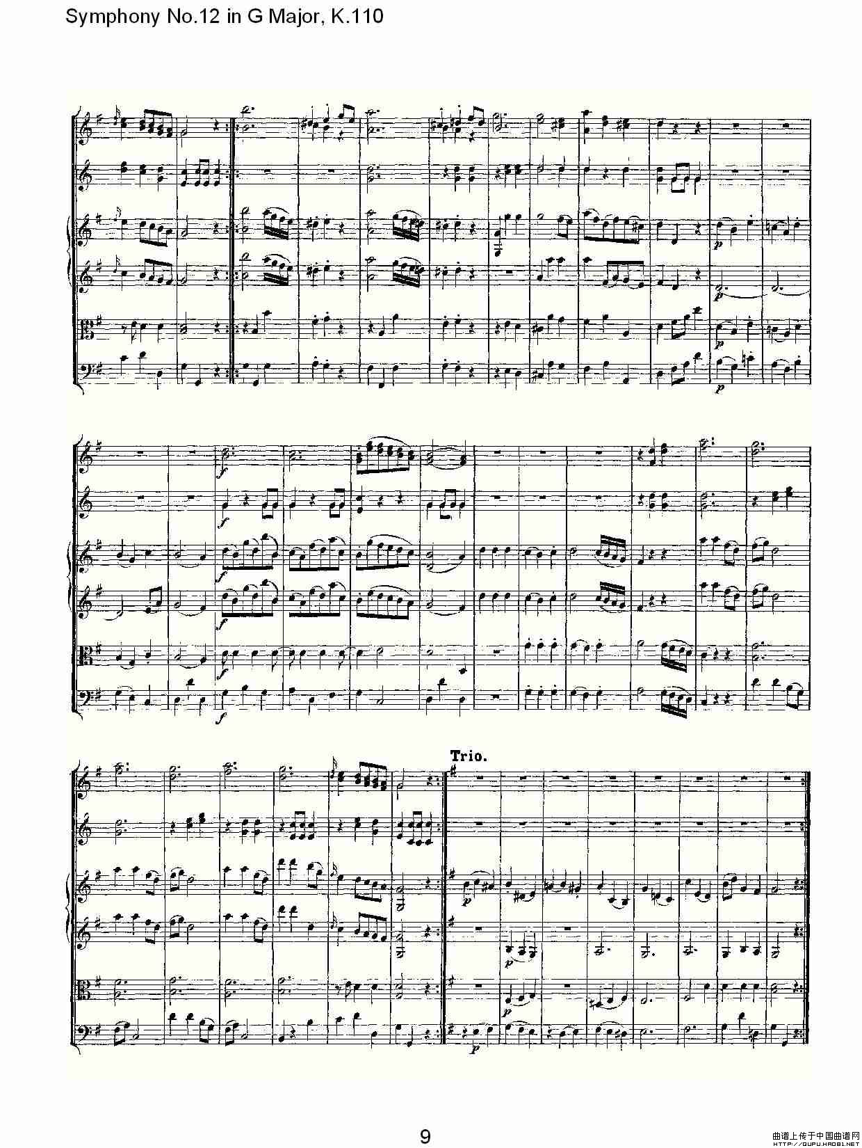 Symphony No.12 in G Major, K.110（G大调第十二交响曲K