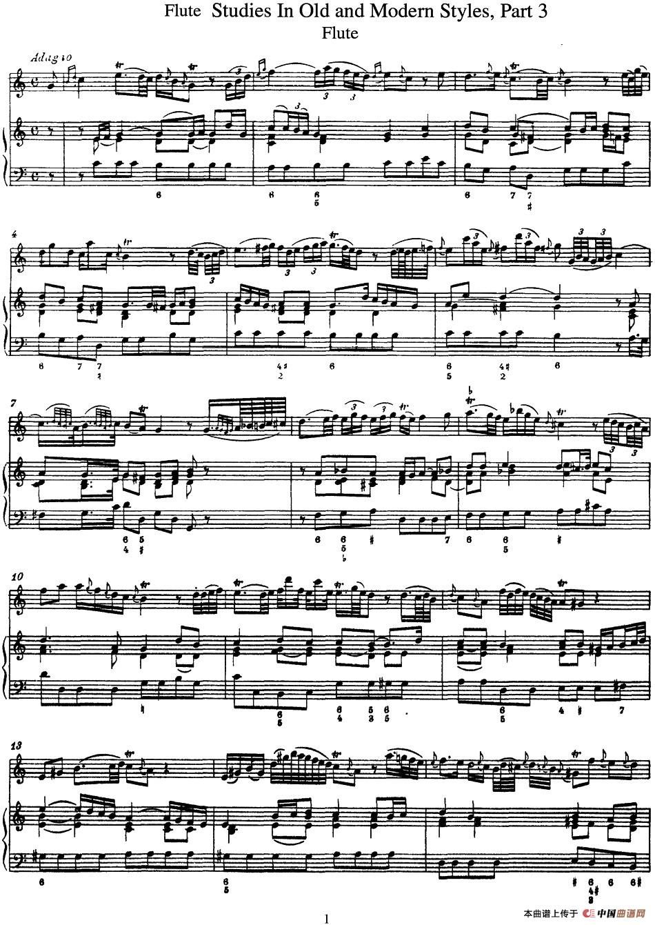 斯勒新老风格长笛练习重奏曲（第三部分）（N