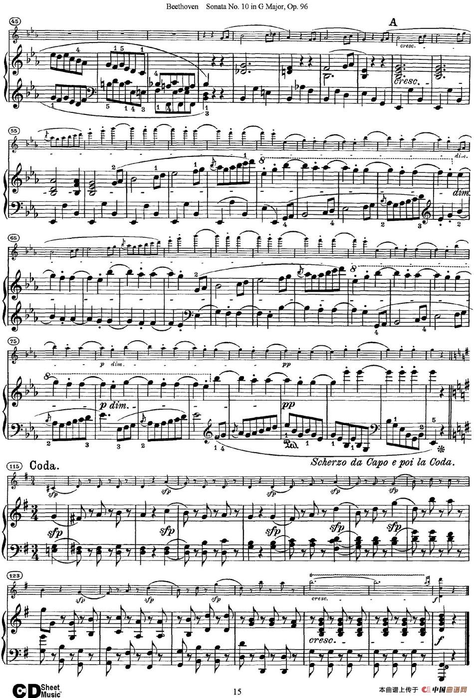 Violin Sonata No.10 in G Major Op.96（小提琴+钢琴伴奏）